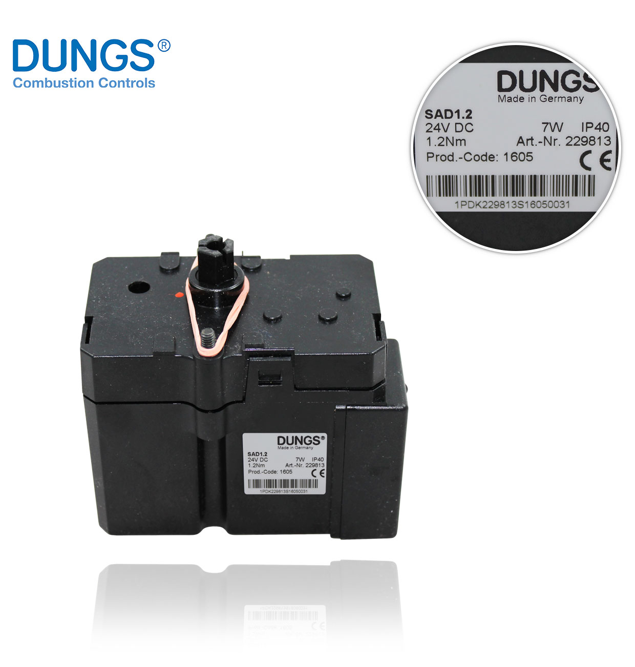 SAD 1.2 SIN CABLE 24VCC 7W IP40 1,2 Nm SERVOMOTOR DUNGS 229813