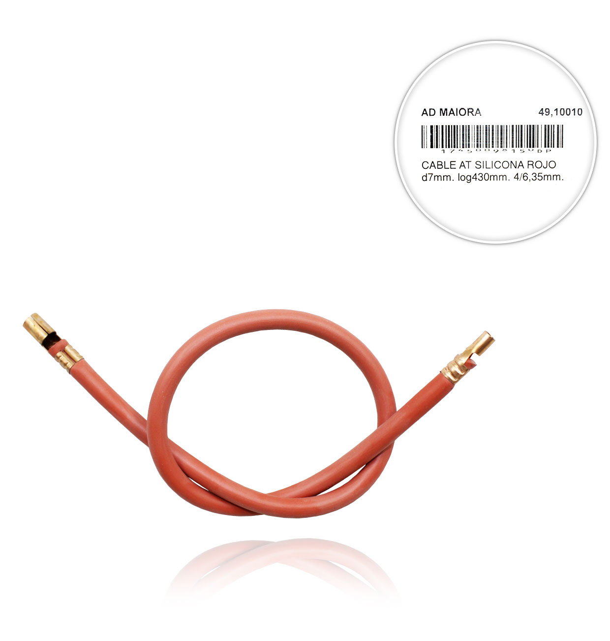 RED SILICONE CABLE AT d7mm. log430mm. 4/6,35mm.