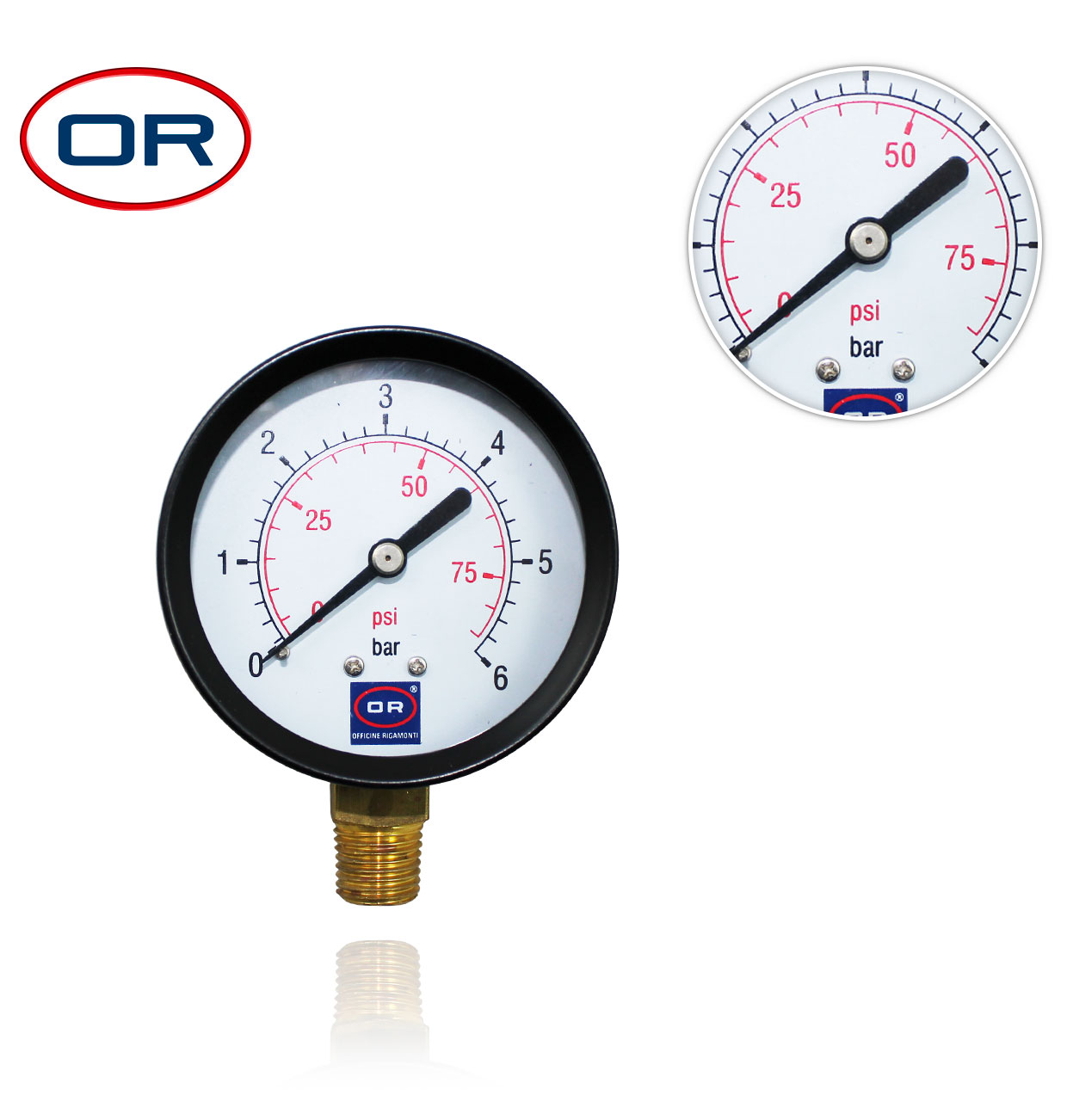 D63 0-6bar R1/4" RADIAL MANOMETER WITH ABS O-RING