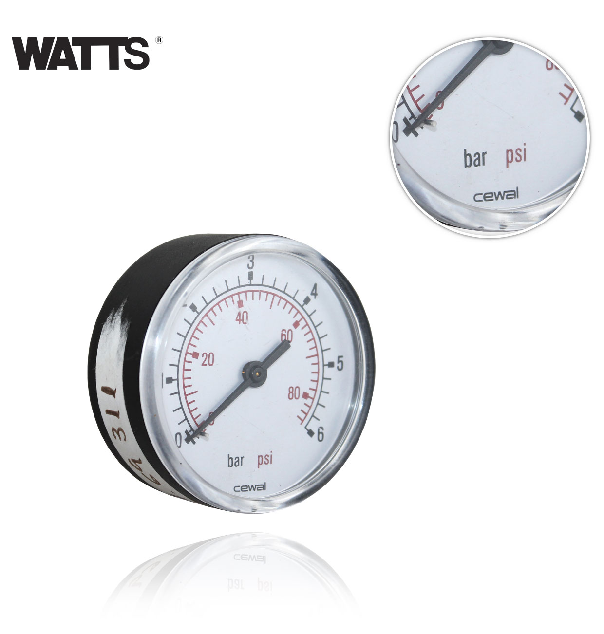 D63 0/6bar R1/4G REAR CONICAL MANOMETER WITH ABS